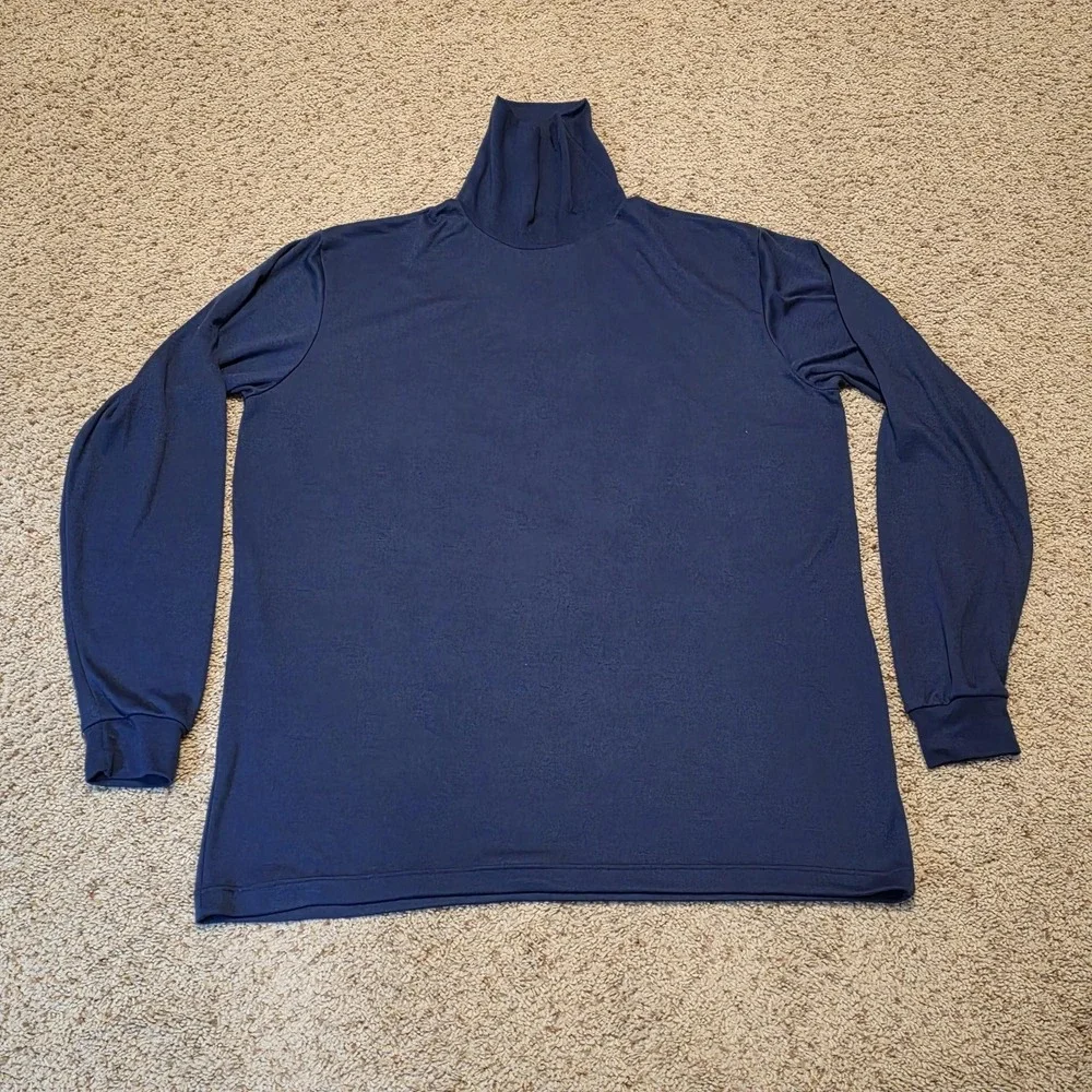 Vintage Cabelas Shirt Mens XL Blue‎ Thermax Turtleneck Thermal Base Layer 90s